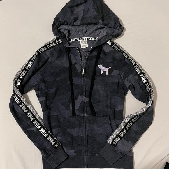 PINK Victoria's Secret Tops - VS PINK Bling Zip Up Hoodie XS